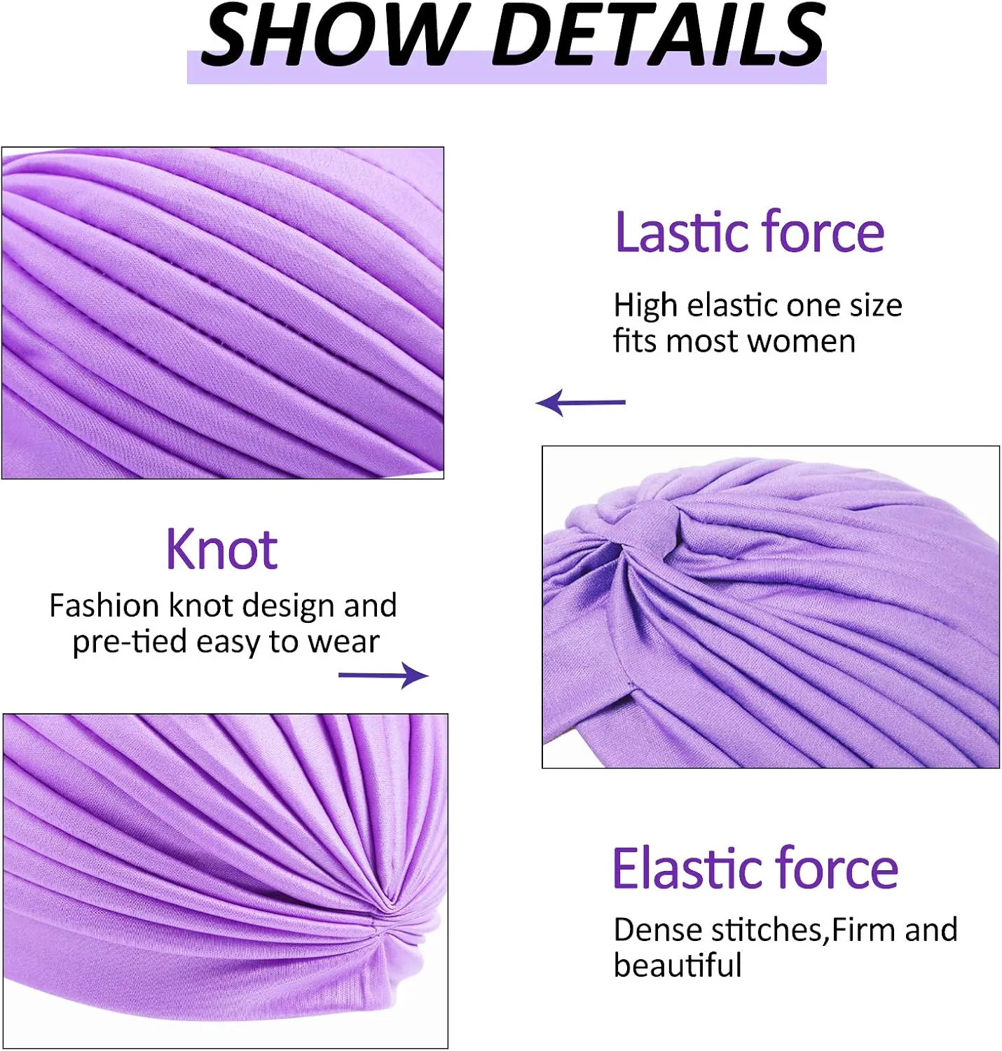 10 Pieces Stretch Polyester Turbans Head Bennie Cover India's Hat Twisted Headwrap