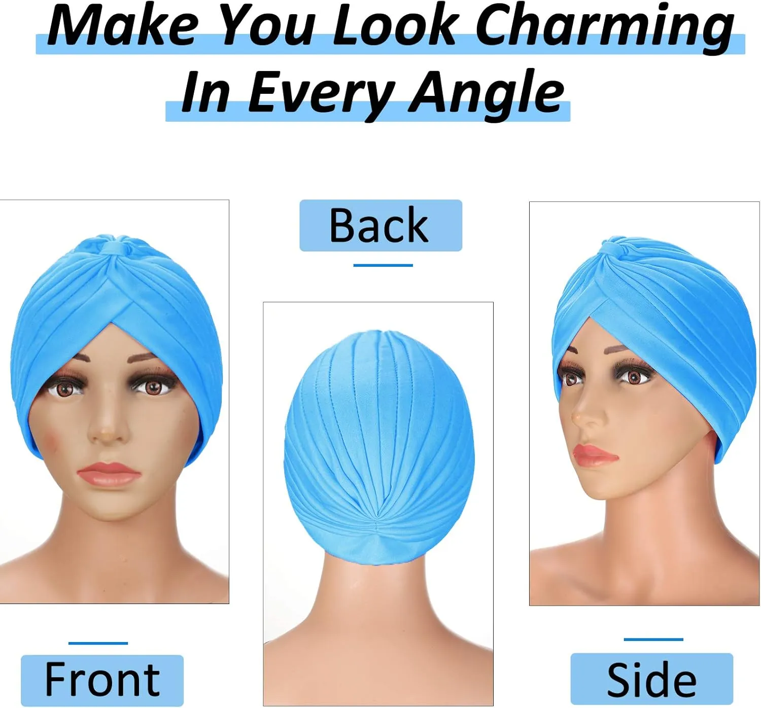 10 Pieces Stretch Polyester Turbans Head Bennie Cover India's Hat Twisted Headwrap
