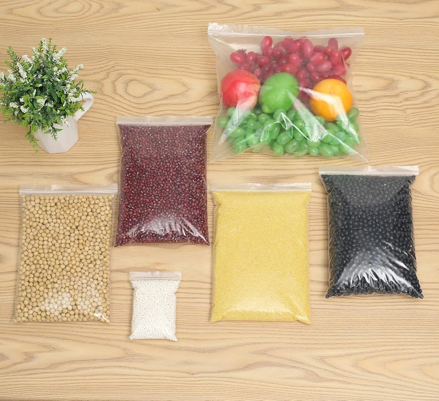 100 Pack 6" x 8" Thick 2.4Mil Clear Zip Seal Lock Poly Bags Reclosable Zip Plastic Bag Durable Prints Envelopes Photos Cards Snack Zipper Bags