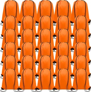 100 Pieces Drawstring Backpack Bags Bulk Back Sack String Bags Cinch Storage Bags for Gym School Travel DIY Gifts (Orange)