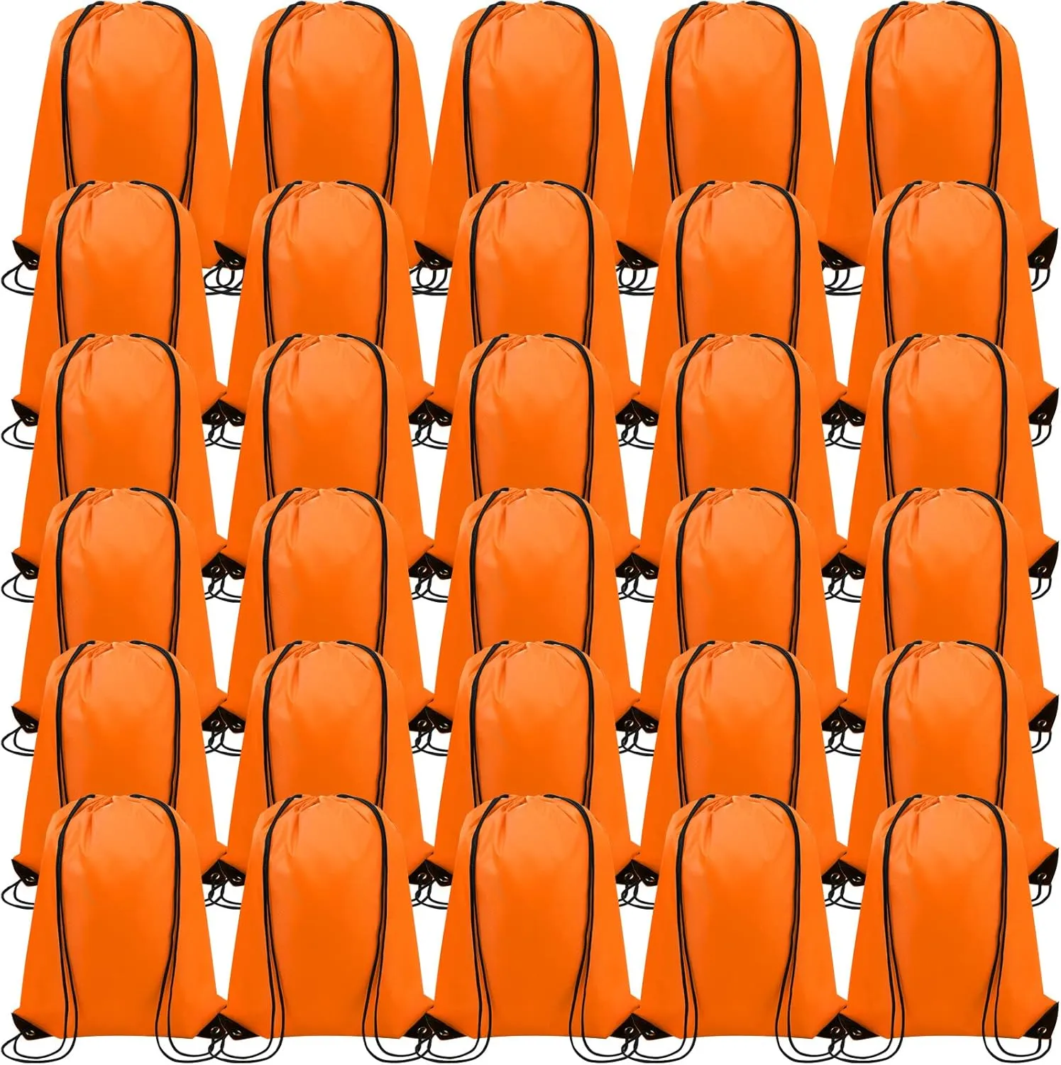 100 Pieces Drawstring Backpack Bags Bulk Back Sack String Bags Cinch Storage Bags for Gym School Travel DIY Gifts (Orange)