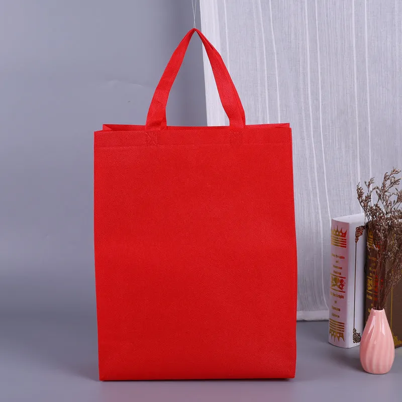 100PCS Reusable Non Woven Shopping Bags Eco Friendly Washable Tote Bags Red