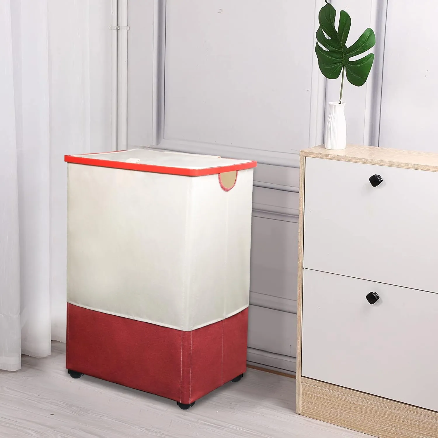 [105L] Large Capacity Laundry Basket, Laundry Hamper with Wheels and Lid - Tall Rolling Laundry Hamper, Foldable Clothes Hamper with Removable Bags, Durable Laundry Bin on Wheels for Home, Dorm.