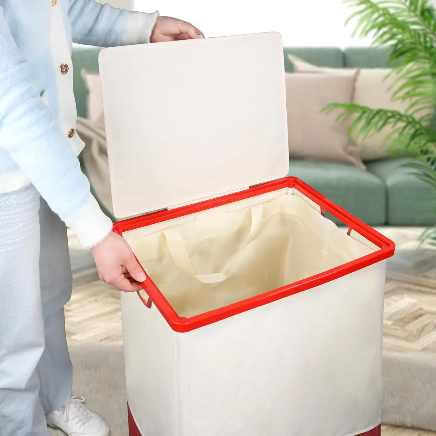 [105L] Large Capacity Laundry Basket, Laundry Hamper with Wheels and Lid - Tall Rolling Laundry Hamper, Foldable Clothes Hamper with Removable Bags, Durable Laundry Bin on Wheels for Home, Dorm.