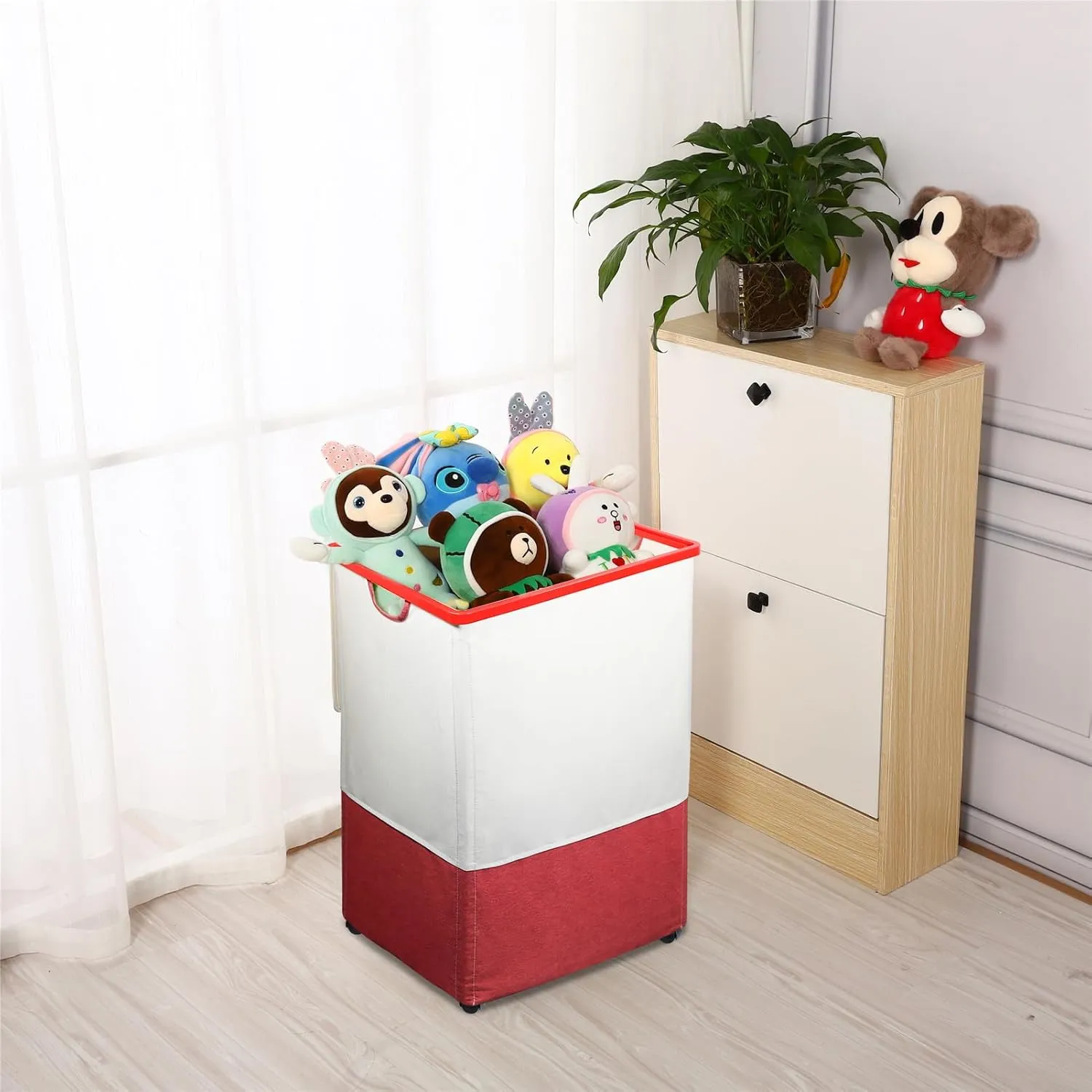 [105L] Large Capacity Laundry Basket, Laundry Hamper with Wheels and Lid - Tall Rolling Laundry Hamper, Foldable Clothes Hamper with Removable Bags, Durable Laundry Bin on Wheels for Home, Dorm.