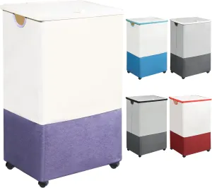 [105L] Large Laundry Basket, Laundry Hamper with Wheels and Lid - Tall Rolling Laundry Hamper, Foldable Clothes Hamper with Removable Bags, Durable Laundry Bin on Wheels for Home, Dorm. Purple