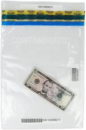 10W x 14H Contaminated Currency Bag with Tamper Evident Seal 100/pack