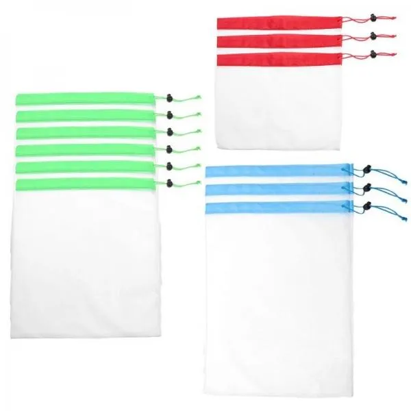 12Pcs/Set Reusable Mesh Produce Bags Washable Eco Friendly Bags Fruit Bags