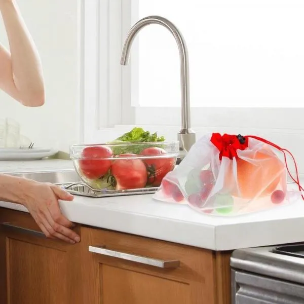 12Pcs/Set Reusable Mesh Produce Bags Washable Eco Friendly Bags Fruit Bags