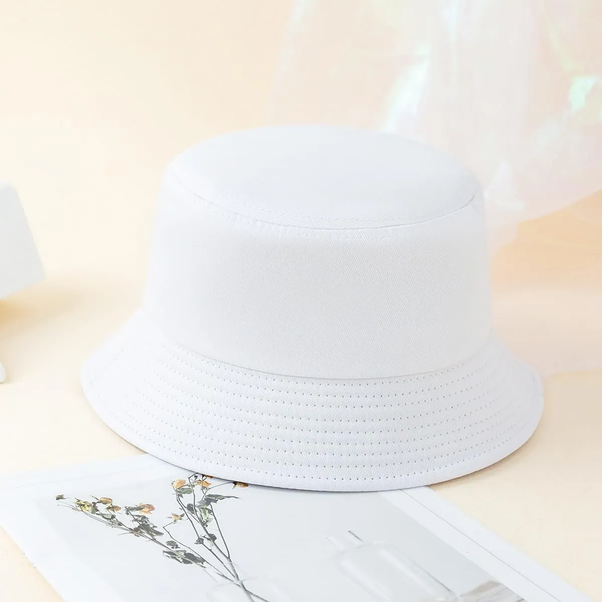 12Pieces Cotton Bucket Hat for Women Men Adult Summer Plain Fishing Bucket Cap