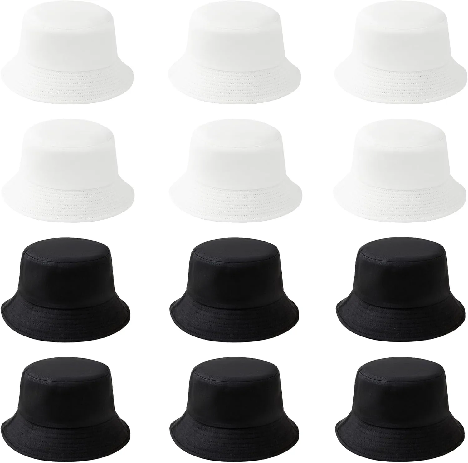 12Pieces Cotton Bucket Hat for Women Men Adult Summer Plain Fishing Bucket Cap