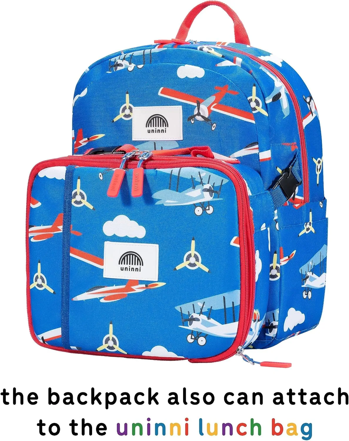 14" Kids Backpack for Girls and Boys Age 5-8 Years Old with Padded, and Adjustable Shoulder Straps - Aircraft (Blue)