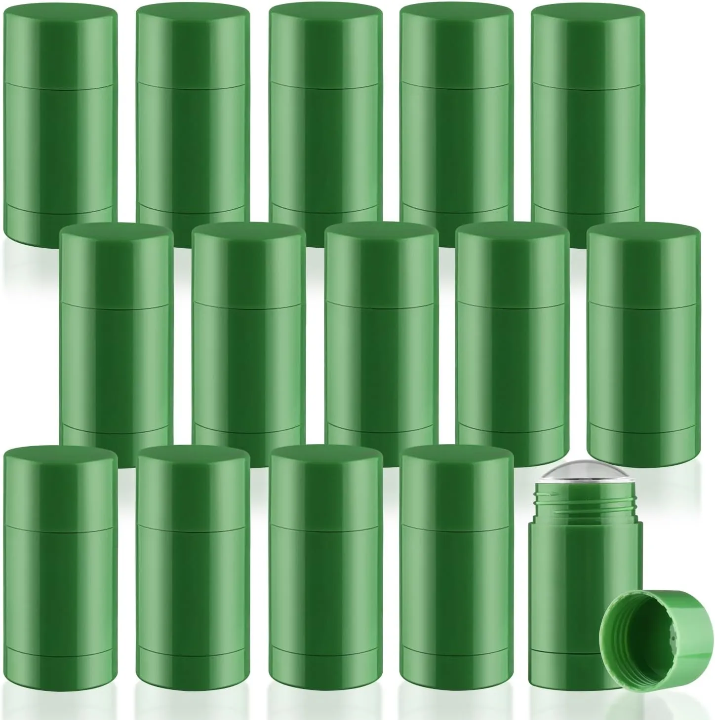 15 Pcs 40g/1.35oz Deodorant Containers Plastic Bottom Filling Stick Deodorant Bottle Refillable Lip Balm Tube for Lipstick Crayon - Green
