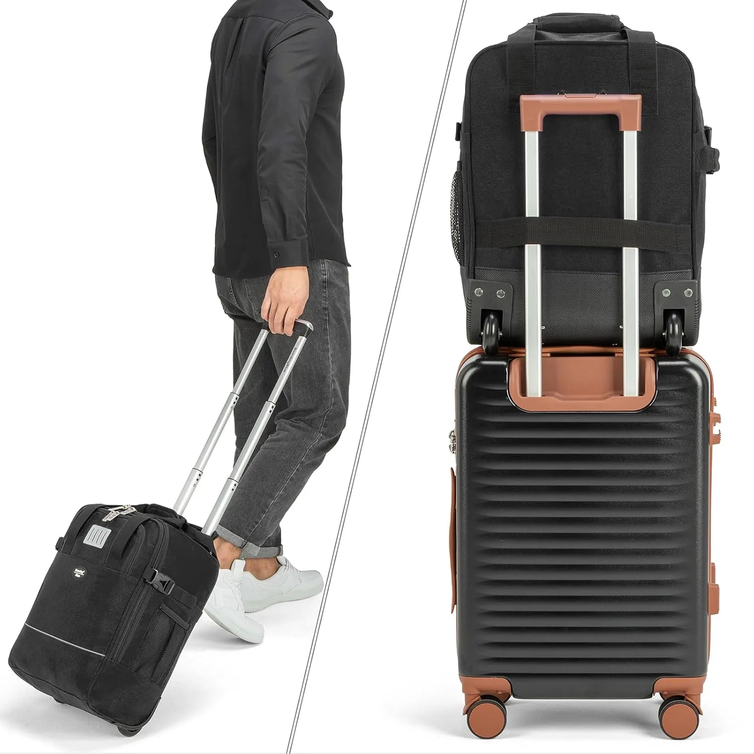17x13x8 Inches JetBlue Airlines Rolling Personal Item Underseat Travel Bag - Suitable for Major Airlines including Spirit, Jetblue and Frontier- Duffel Bag Design (Black, 17x13x8 Inches)