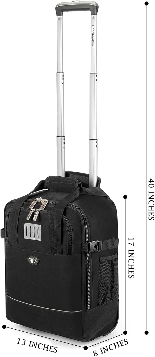 17x13x8 Inches JetBlue Airlines Rolling Personal Item Underseat Travel Bag - Suitable for Major Airlines including Spirit, Jetblue and Frontier- Duffel Bag Design (Black, 17x13x8 Inches)