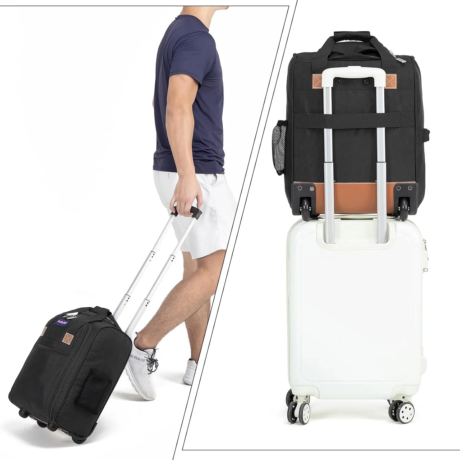 17x13x8 Inches JetBlue Airlines Rolling Personal Item Underseat Travel Bag - Suitable for Major Airlines including Spirit, Jetblue- Not Suitcase, Travel Bag Design (Black)