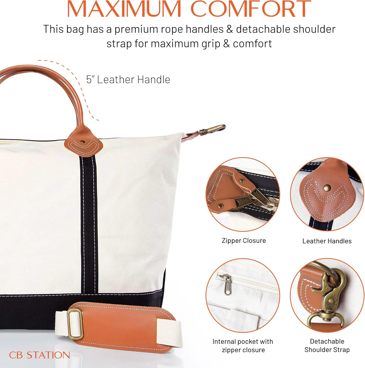 18 oz Canvas Weekender Bag for Women - Duffel Bag For Traveling - Duffle Carry on Bag For Overnight Trip