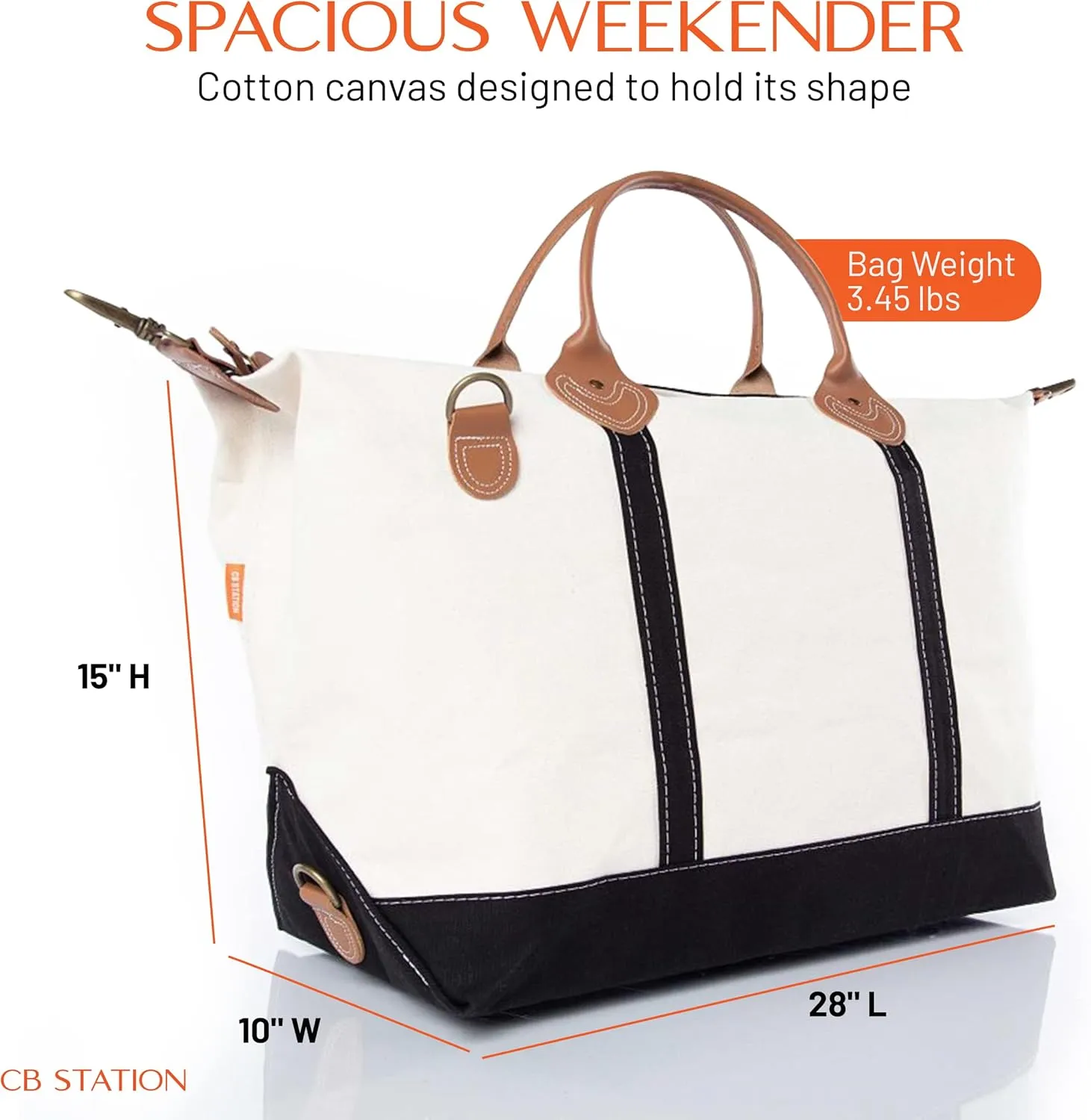 18 oz Canvas Weekender Bag for Women - Duffel Bag For Traveling - Duffle Carry on Bag For Overnight Trip