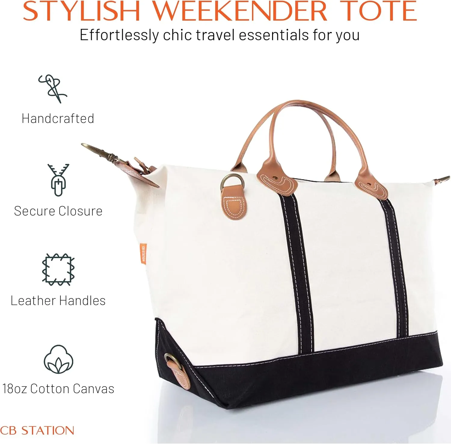 18 oz Canvas Weekender Bag for Women - Duffel Bag For Traveling - Duffle Carry on Bag For Overnight Trip