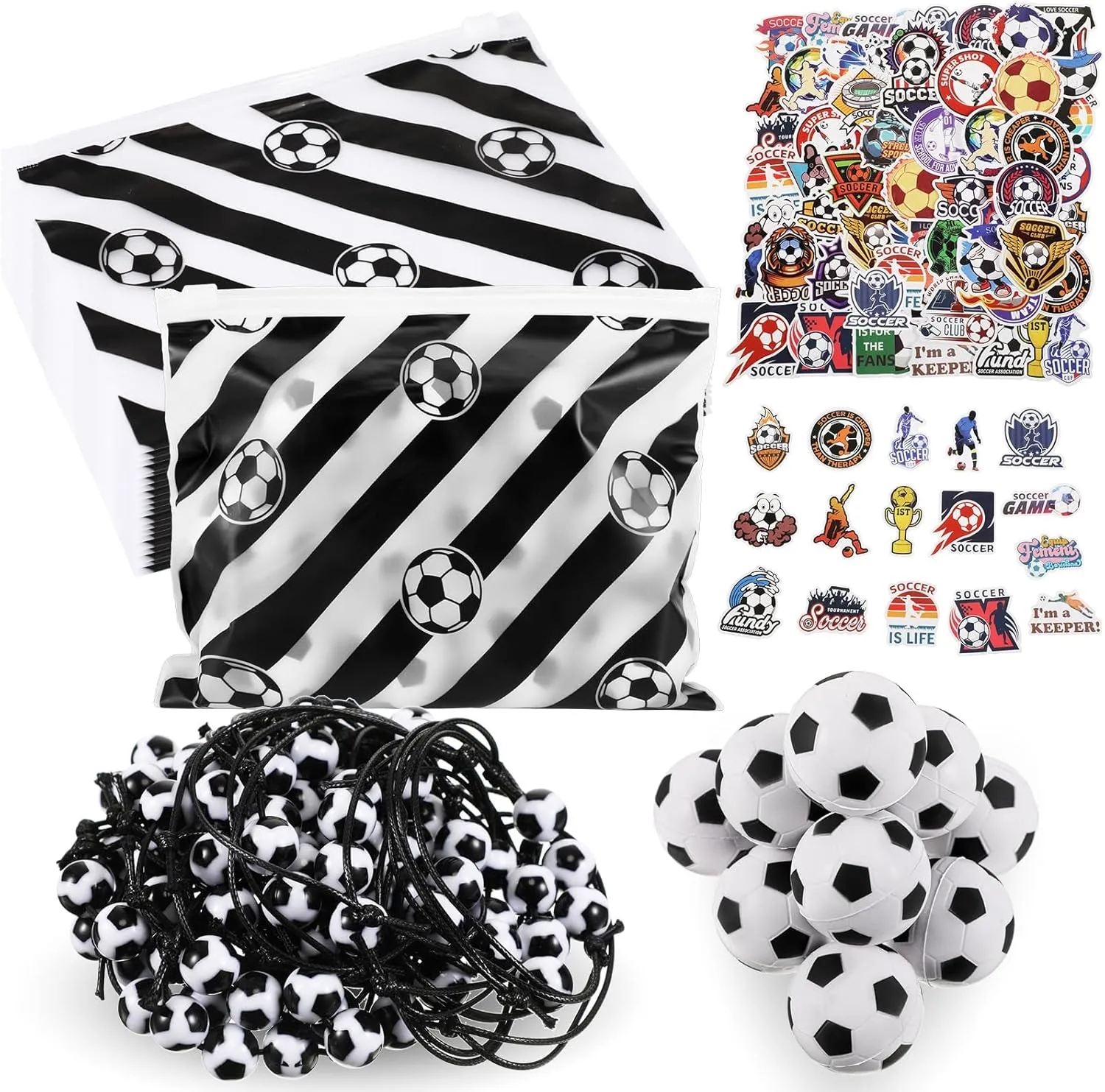190 Pcs Sports Party Favors Sports Team Gifts Include Goodie Bags Mini Balls Bracelet Stickers for Softball Volleyball Basketball Football Baseball Soccer Party Decor