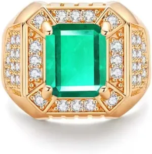 1CT Emerald Men’s Ring 10K/14K/18K Solid Gold Emerald Ring for Men Personalized Emerald Cut Shape Gemstone Ring Wedding Engagement Band Luxury Jewelry Gift for Men Father’s Day Him