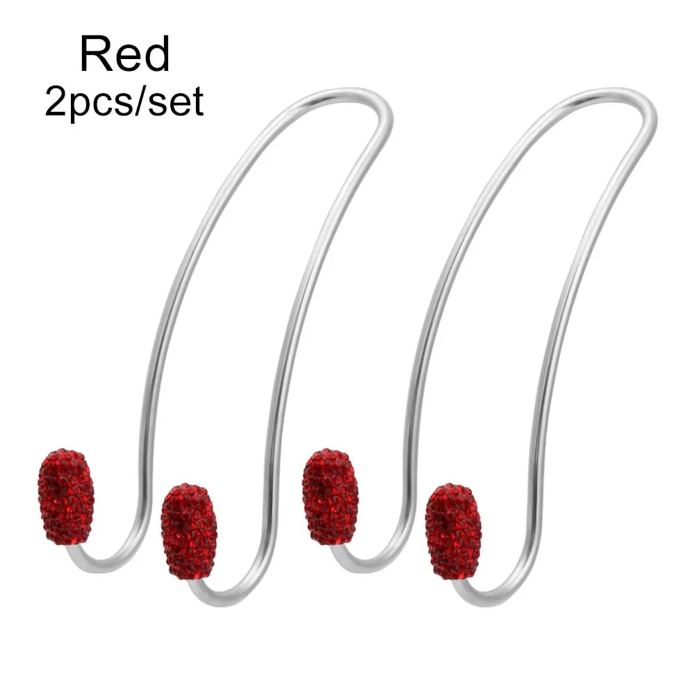 2 Pack Universal Seat Back Organizers Bling Diamond Car Headrest Bag Hangers Strong Durable Auto Back Seat Storage Hooks