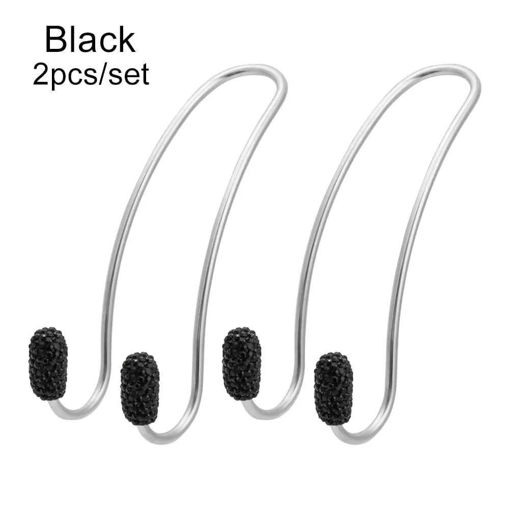 2 Pack Universal Seat Back Organizers Bling Diamond Car Headrest Bag Hangers Strong Durable Auto Back Seat Storage Hooks