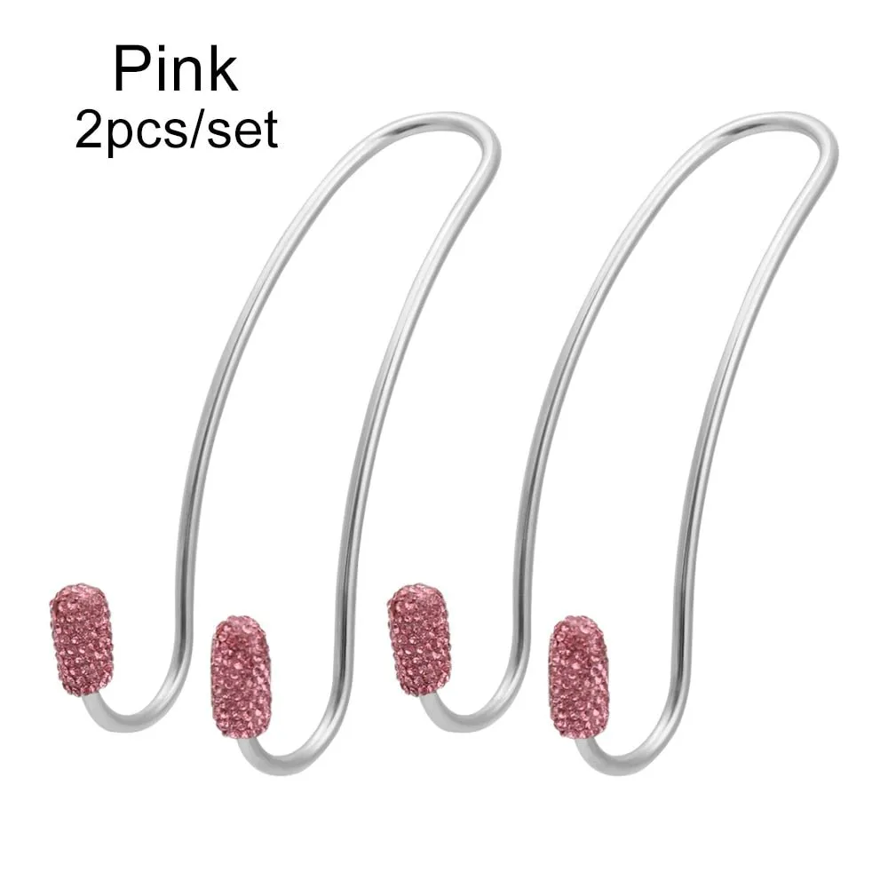 2 Pack Universal Seat Back Organizers Bling Diamond Car Headrest Bag Hangers Strong Durable Auto Back Seat Storage Hooks