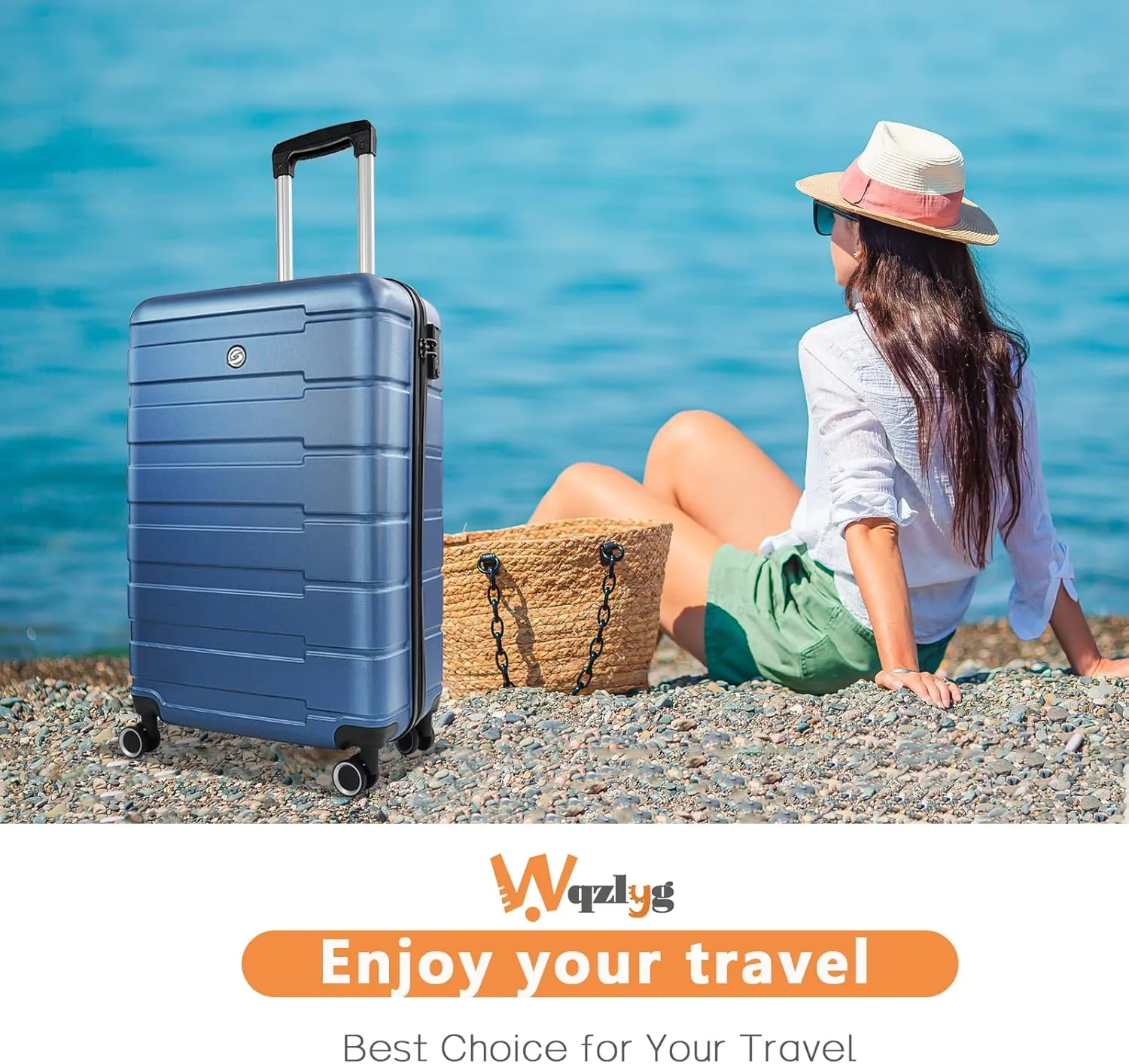20 Inch Carry on Luggage,Hardshell Suitcase with Spinner Wheels,22x14x9 Carry on Luggage for Women,Dark Blue