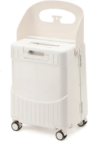 20 Inch Carry On TSA Lock Luggage with for Kids& Adult,Lockable Spinner Wheels Free Luggage Cover and Safety Seatbelt Travel Suitcase (Carry-On TSA Luggage with Child Seat White)