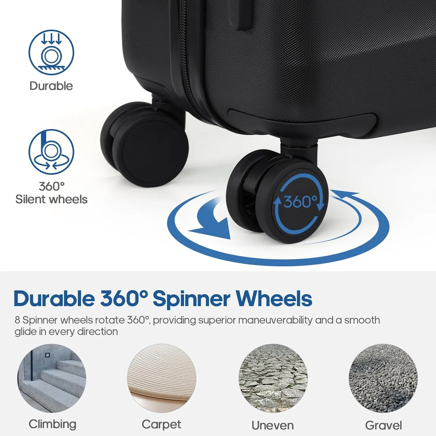 20Inch Carry-On Luggage, Lightweight PC HardShell Suitcase with 360° Spinner Wheels, TSA-Approved, Durable Airline Approved Rolling Luggage with Telescoping Handle, Ideal for 3-4 Day Travel