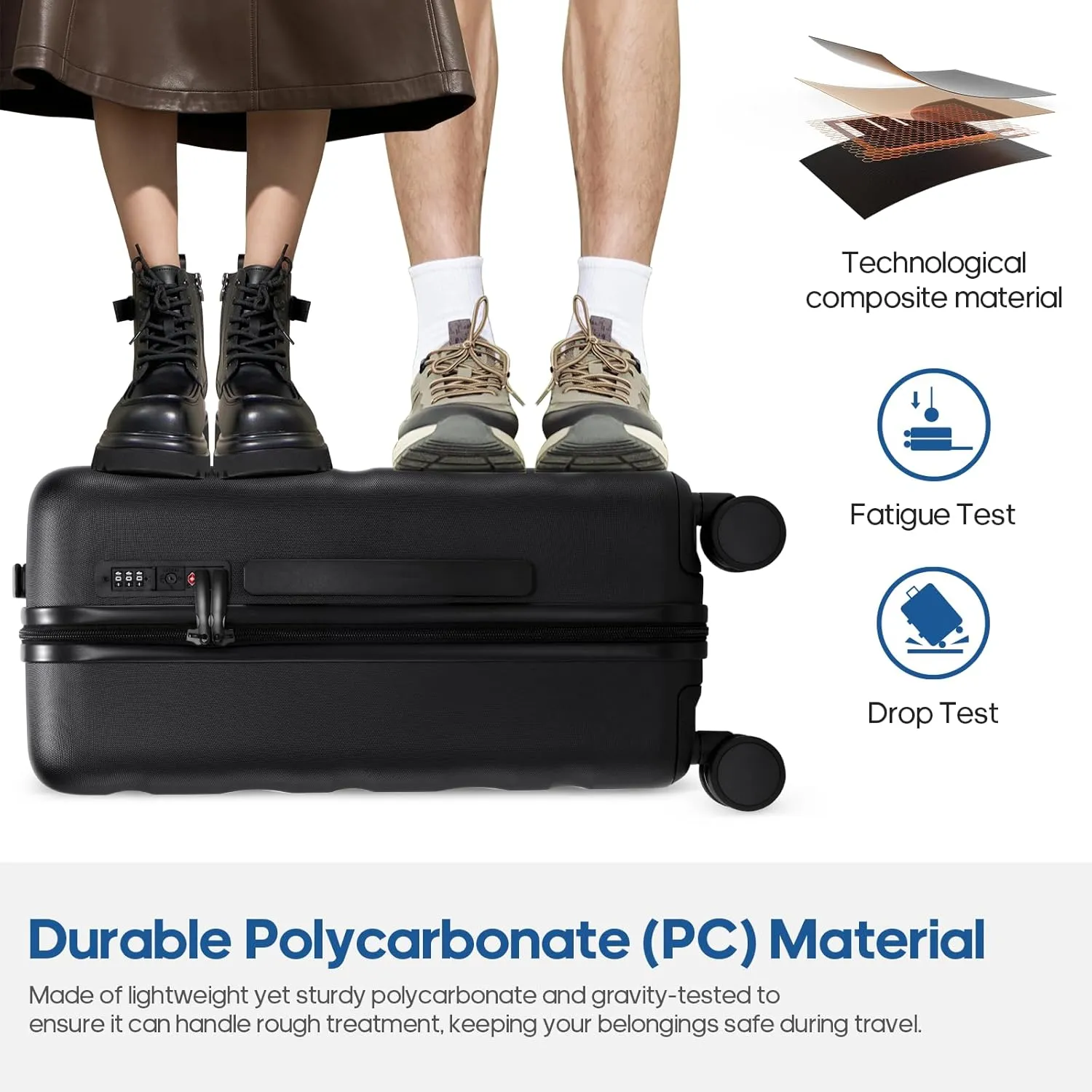 20Inch Carry-On Luggage, Lightweight PC HardShell Suitcase with 360° Spinner Wheels, TSA-Approved, Durable Airline Approved Rolling Luggage with Telescoping Handle, Ideal for 3-4 Day Travel