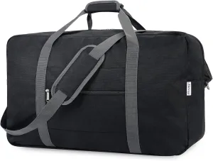 24 inch Large Duffel Bag for Travel Foldable Duffle Bag for Camping Luggage Bag Women and Men 60L (Black)