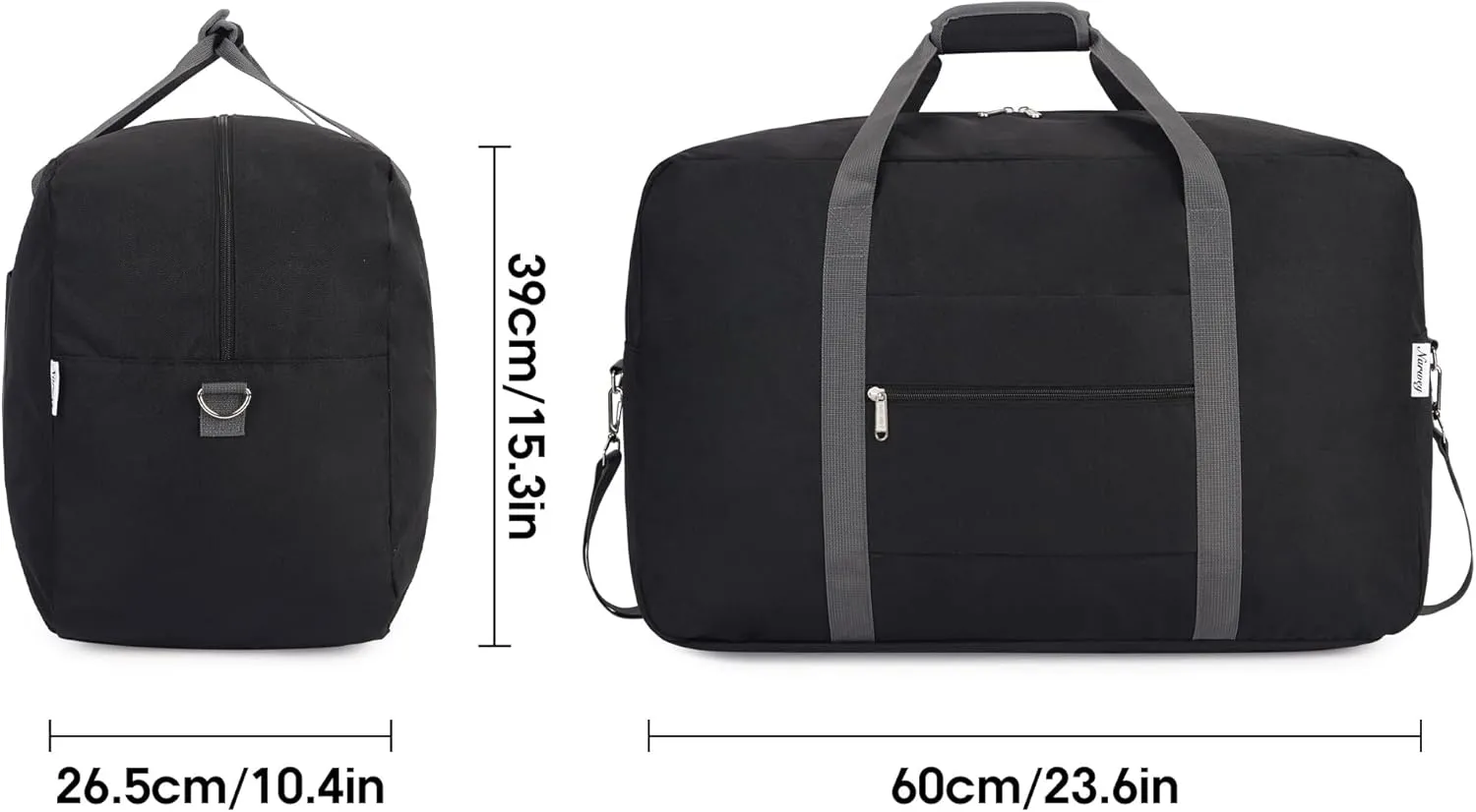24 inch Large Duffel Bag for Travel Foldable Duffle Bag for Camping Luggage Bag Women and Men 60L (Black)