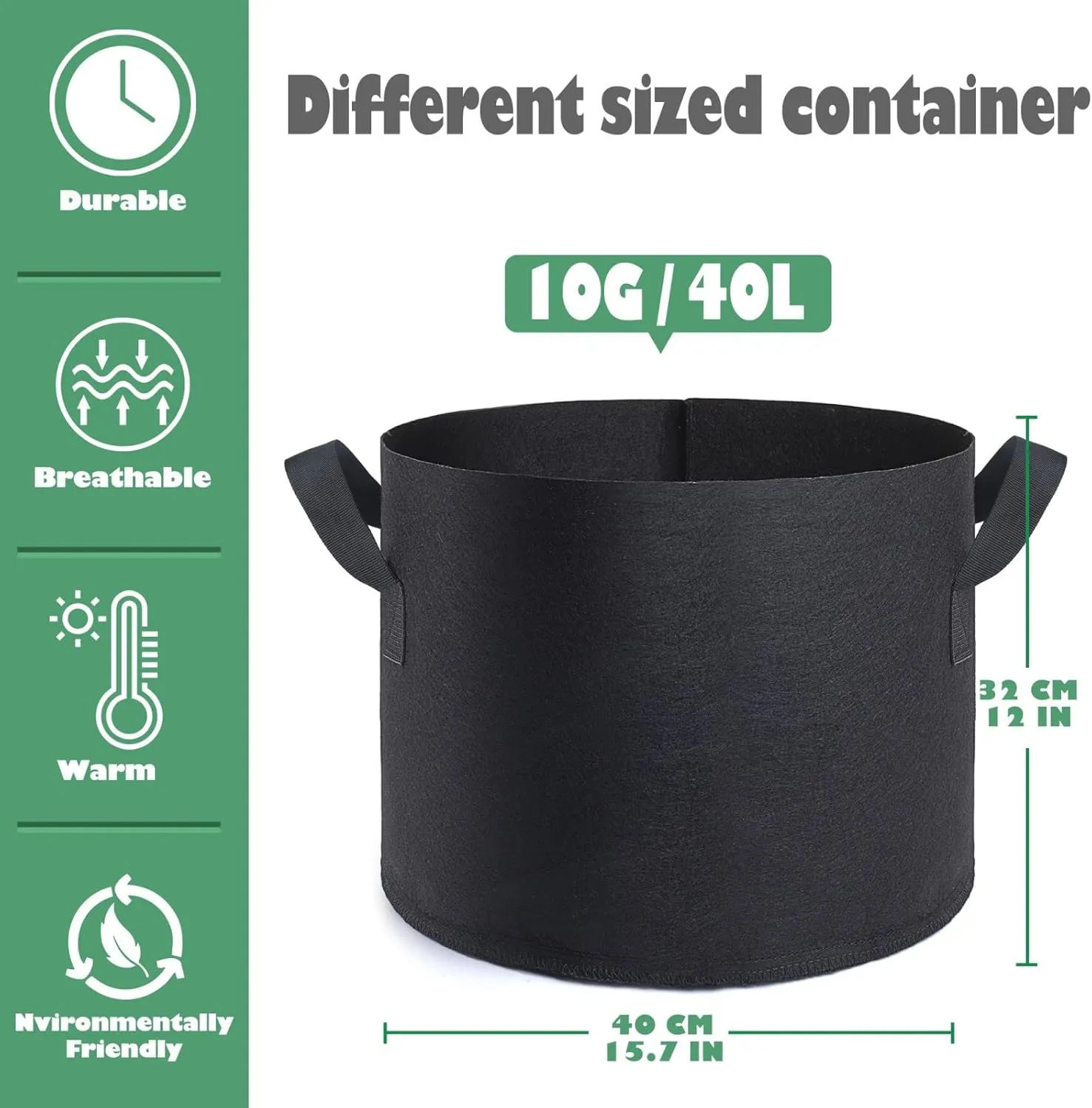 24 Pack 10 Gallon Grow Bags,Grow Bags 10 gal,Premium Fabric Pots 10 Gallon for Healthy Plant Growth - Durable and Reusable Garden Bags to Grow Vegetables,Fruits,and Flowers