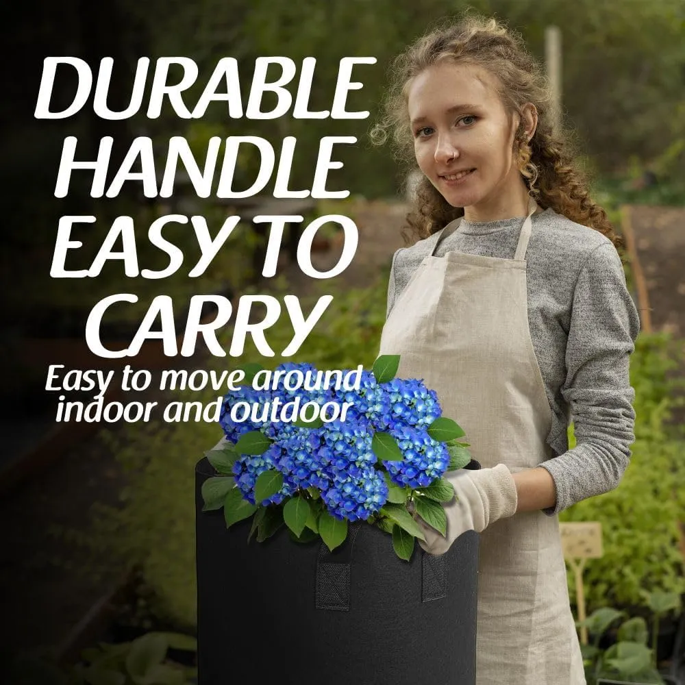 24 Pack 10 Gallon Grow Bags,Grow Bags 10 gal,Premium Fabric Pots 10 Gallon for Healthy Plant Growth - Durable and Reusable Garden Bags to Grow Vegetables,Fruits,and Flowers