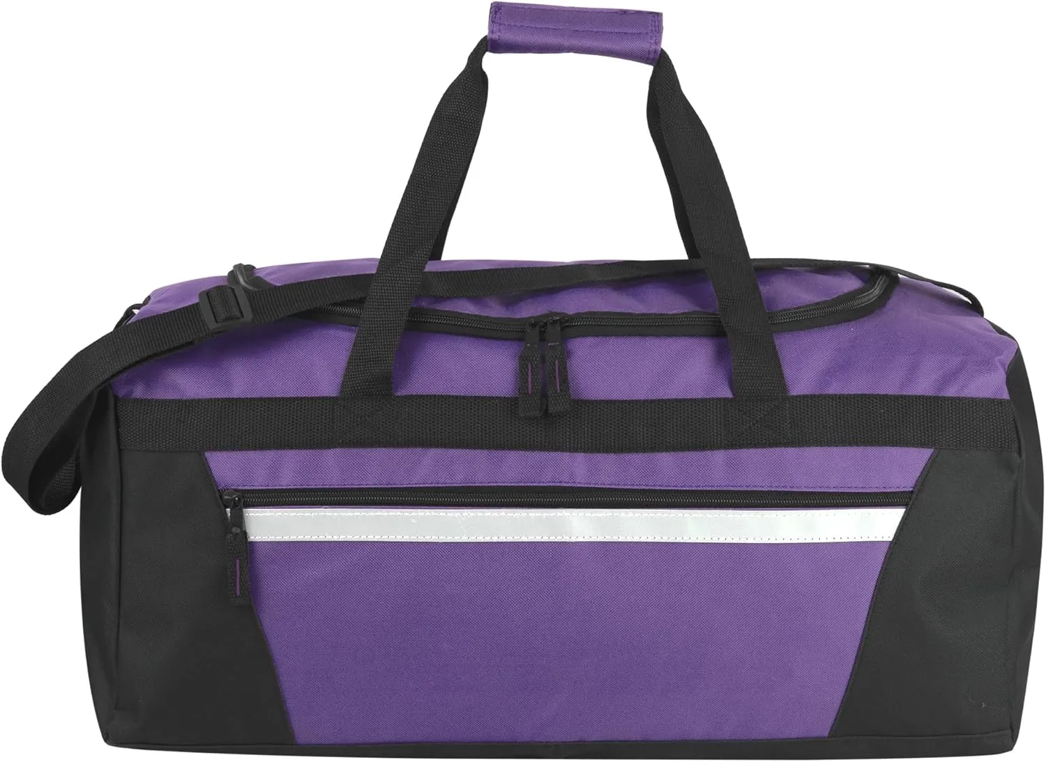 24 Pack Reflective Duffle Bags Bulk for Homeless Adults, Gym, Foster Kids Bulk Duffel Bags Wholesale (Purple Pack)