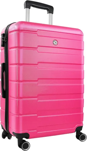 24" Hard Shell Luggage with Spinner Wheels,Lightweight Travel Suitcase for Women,Checked-Medium Luggage 24-Inch,Rose Red