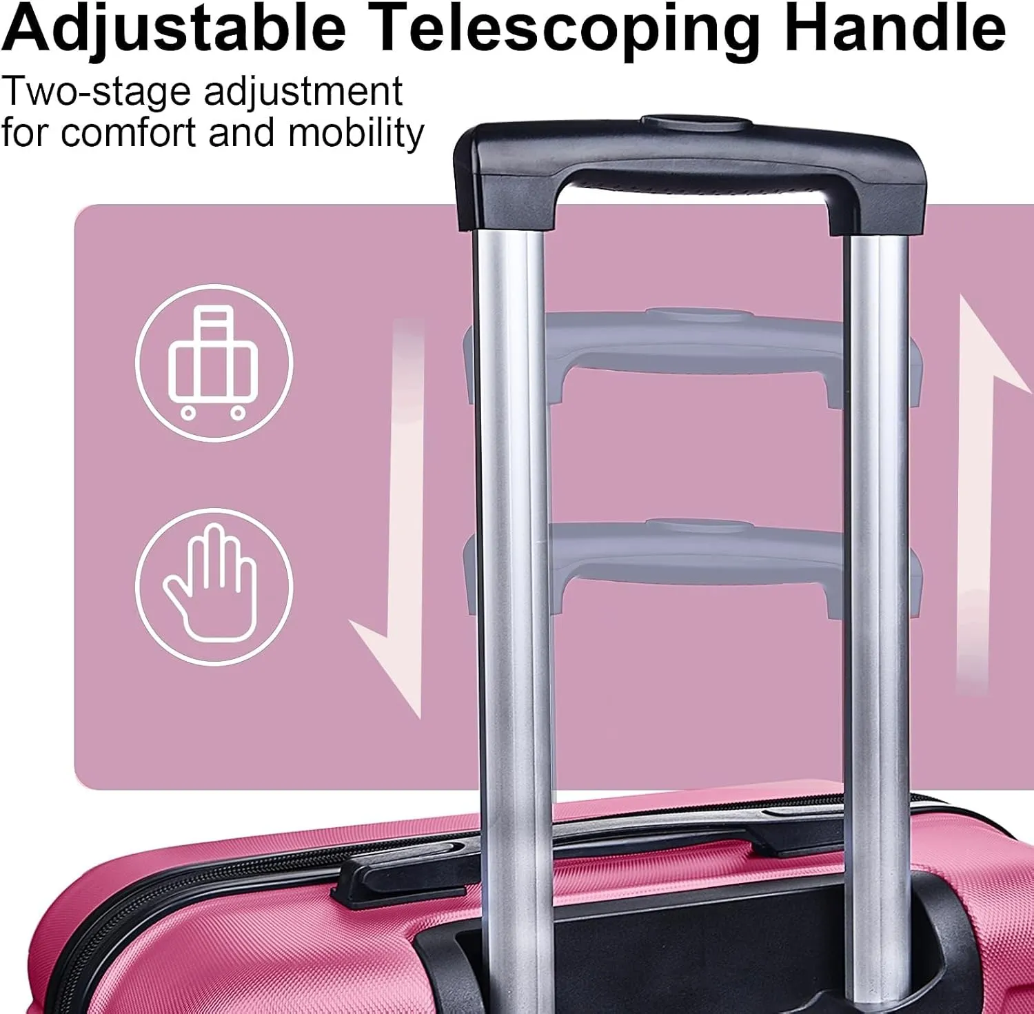 24" Hard Shell Luggage with Spinner Wheels,Lightweight Travel Suitcase for Women,Checked-Medium Luggage 24-Inch,Rose Red