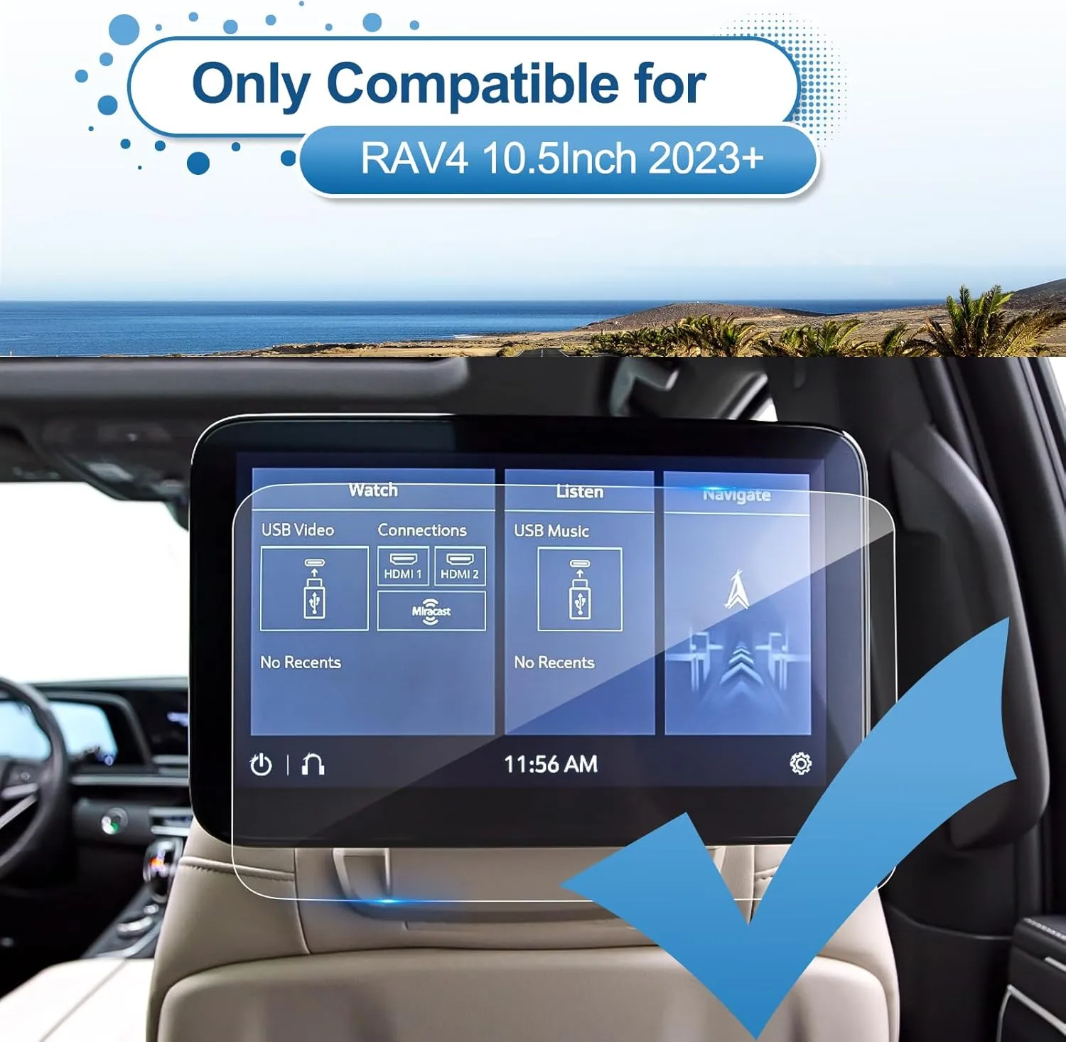 (2Pack) 2021-2024 2025 Escalade Screen Protector for Cadillac Escalade Rear-seat 12.6-inch Touch Screen, 9H Tempered Glass 2023 2024 2025 Escalade V Accessories HD Transparent 12.6"