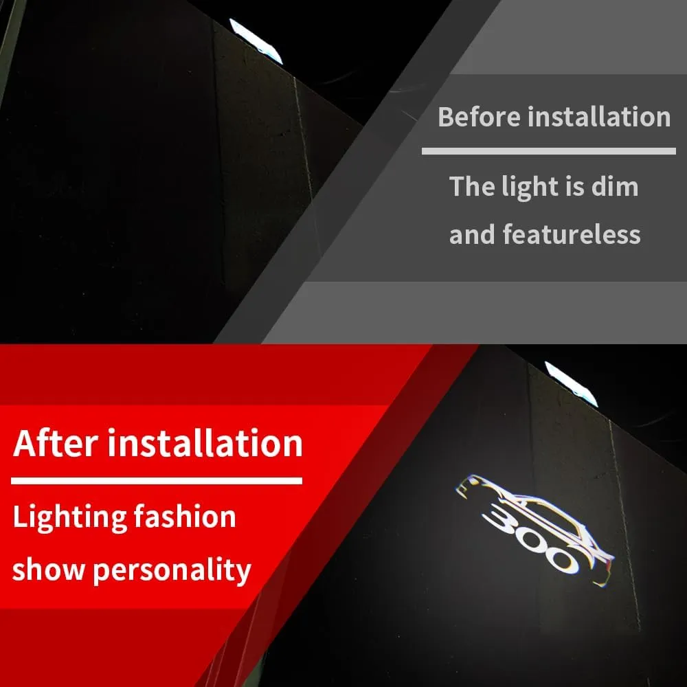 2PCS LED Car Door Logo Projector Lights Compatible with 300 300C 300S 2005-present Ghost Shadow Light Laser Courtesy Step Lights Puddle Lamp Accessories (300 line)