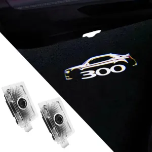 2PCS LED Car Door Logo Projector Lights Compatible with 300 300C 300S 2005-present Ghost Shadow Light Laser Courtesy Step Lights Puddle Lamp Accessories (300 line)