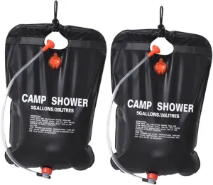 2Pcs Portable Solar Shower Bag Outdoor Camp Shower for Camping Hiking and Beach Use Lightweight Space Saving Design for Easy Carrying and Storage