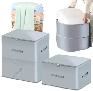 2PCS-XL Ultra Space Saving Self Compression Organizer, 21.5" Self Compression Organizer for Blankets, Seal Bags for Clothing, King/Queen Comforters, Pillows, Blanket, Duvet, Gray