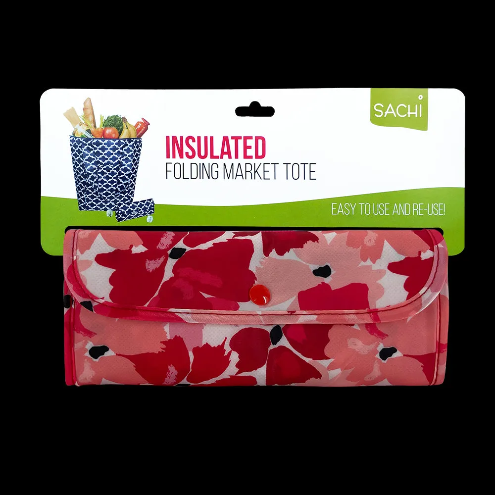 2x Sachi Insulated Market Tote – Eco-Friendly & Durable Red Poppies Print