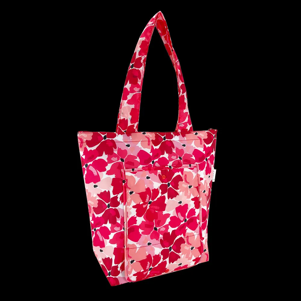 2x Sachi Insulated Market Tote – Eco-Friendly & Durable Red Poppies Print