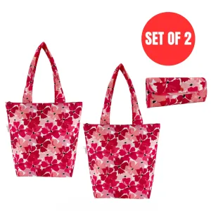 2x Sachi Insulated Market Tote – Eco-Friendly & Durable Red Poppies Print