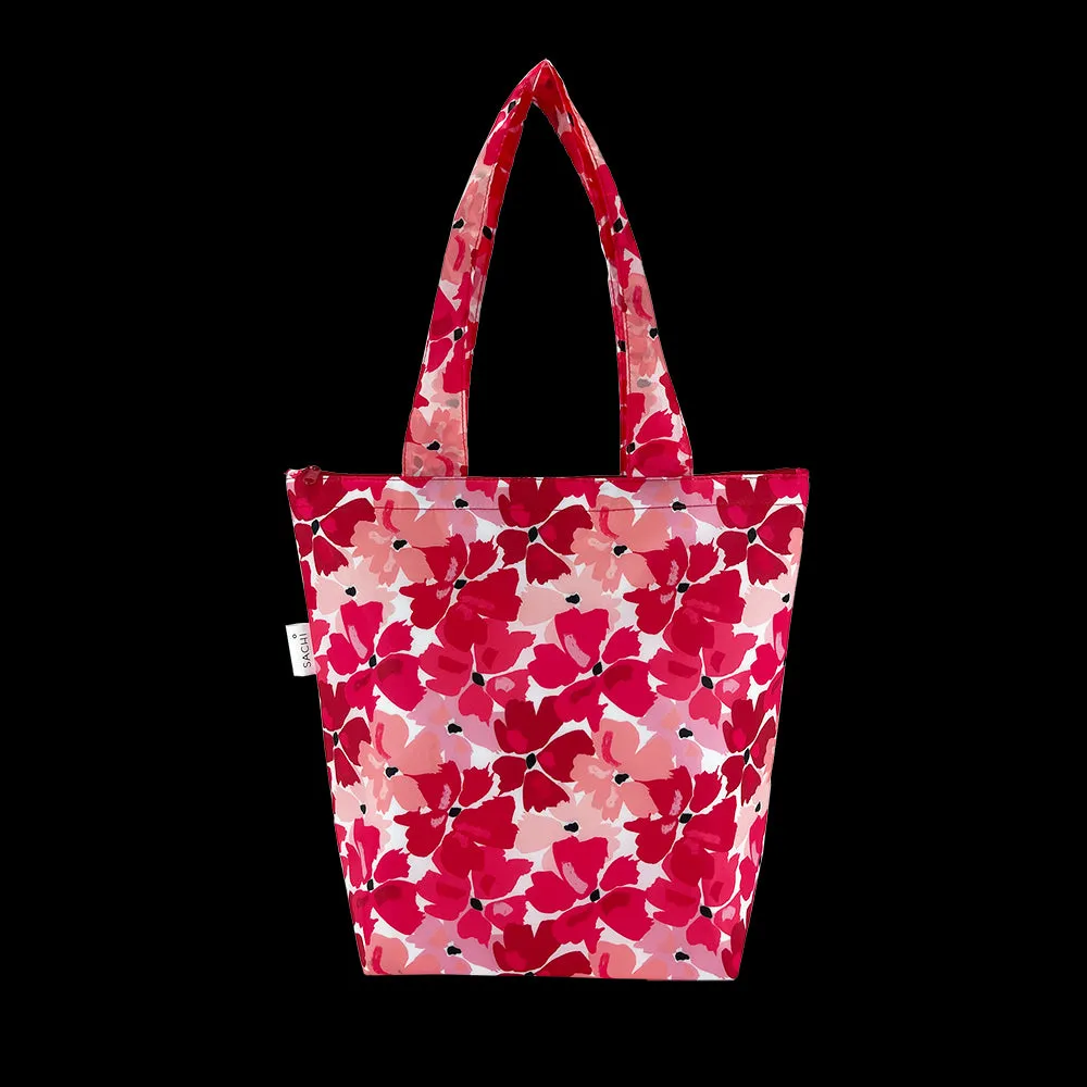 2x Sachi Insulated Market Tote – Eco-Friendly & Durable Red Poppies Print