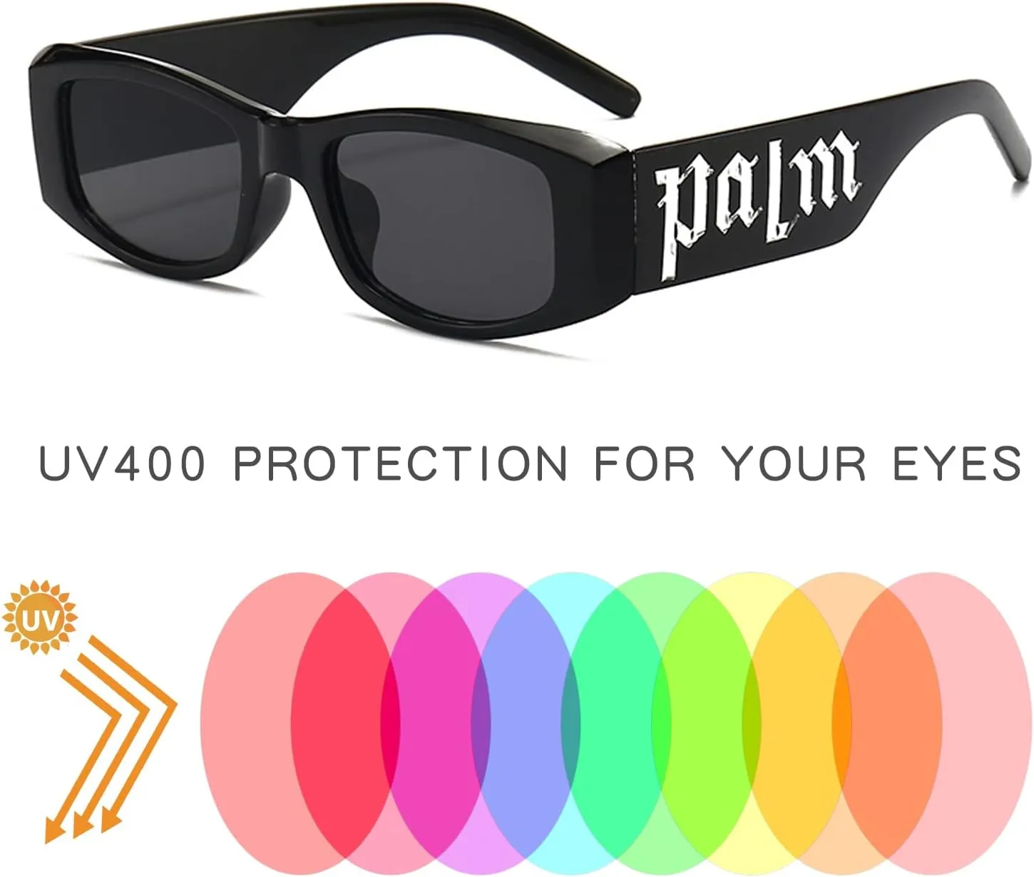 3 Pack Irregular Rectangle Sunglasses for Women Men Luxury Letter Small Frame Punk Eyewear