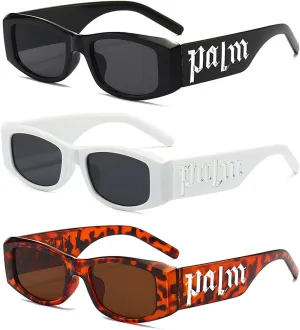 3 Pack Irregular Rectangle Sunglasses for Women Men Luxury Letter Small Frame Punk Eyewear